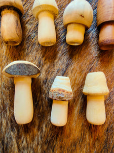 Small wooden mushroom beads