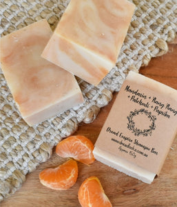 manderin, ylang ylang, patchouli and paprika shampoo bar